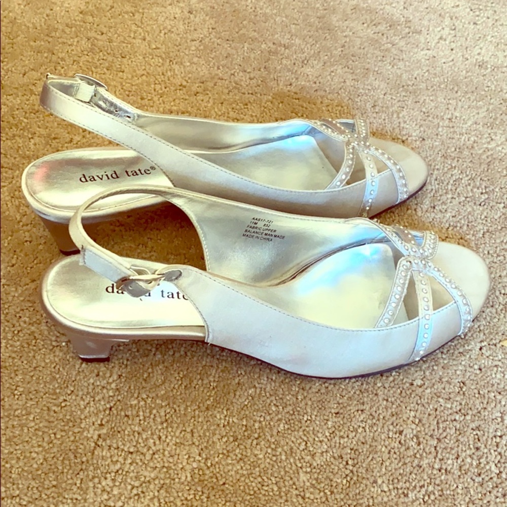 David Tate Silver Rhinestone Short Heels